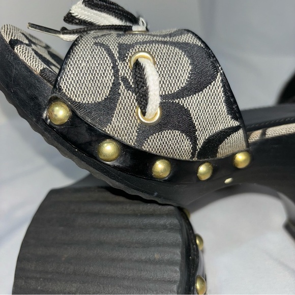 COACH Signature Open Toe Wedge Heel Ankle Strap Sandal “ Betsey” Size 8 - Picture 9 of 13